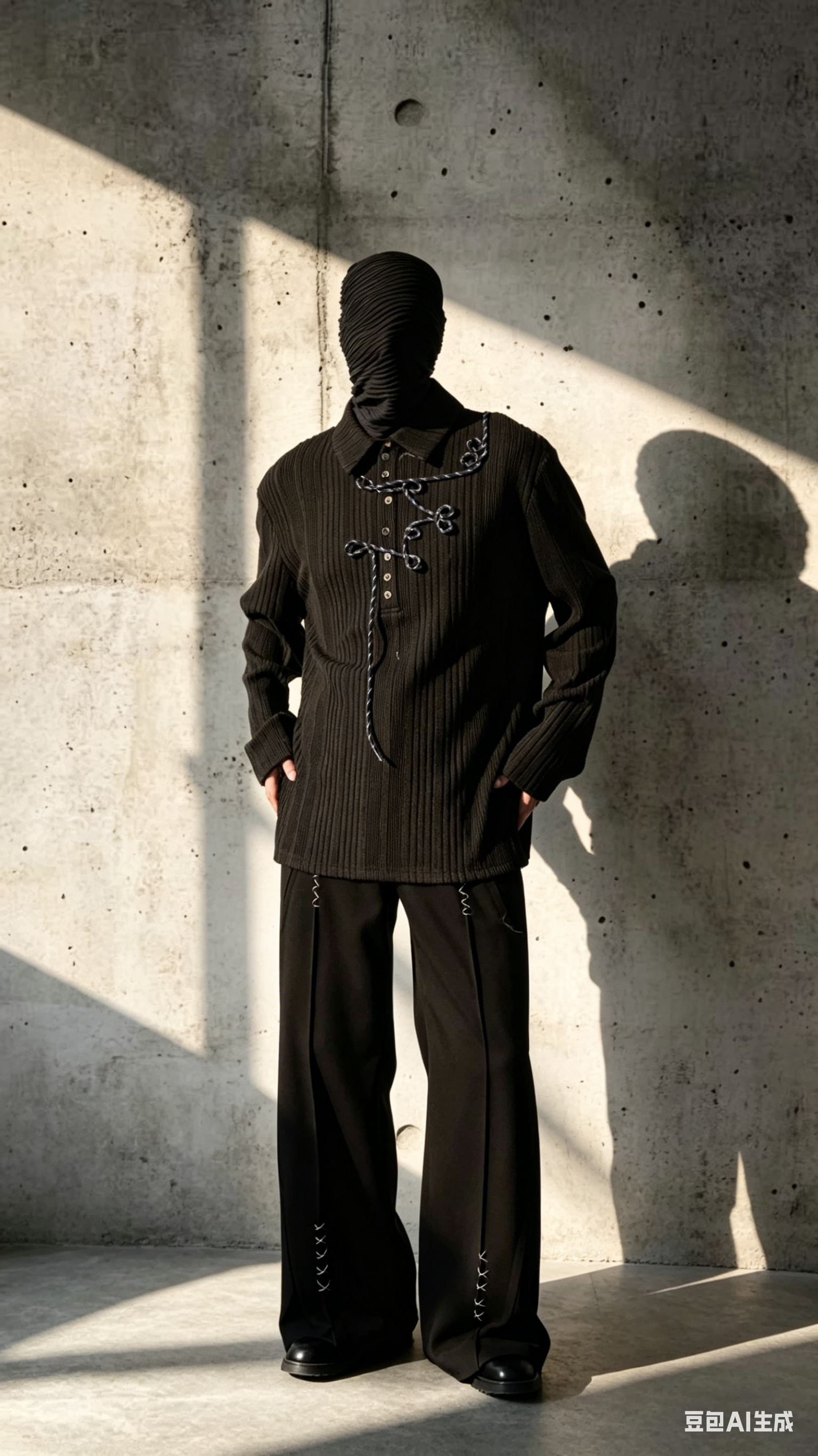 Irregular Striped Knitted Men Long Sleeve Polo Shurt