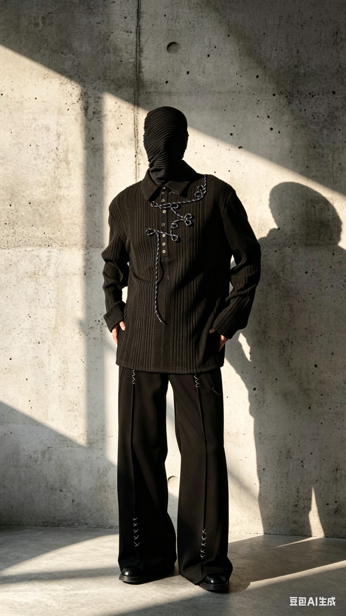 Irregular Striped Knitted Men Long Sleeve Polo Shurt