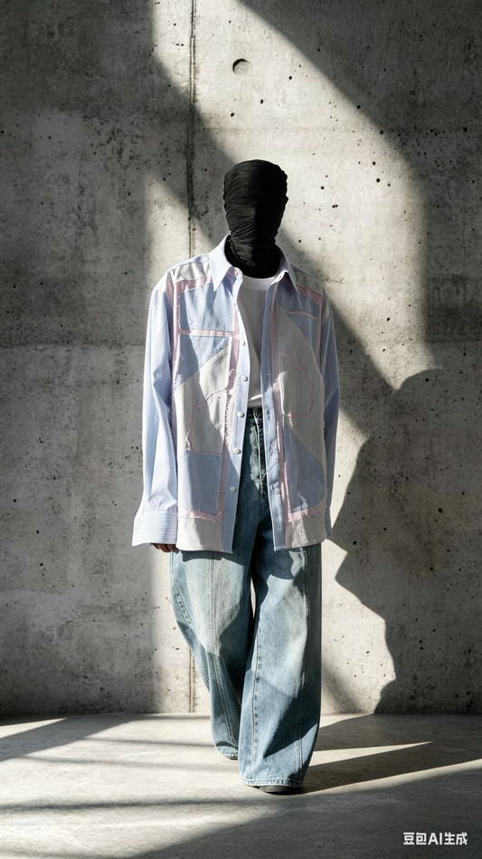 Deconstructed Colour Block Strip Shirt