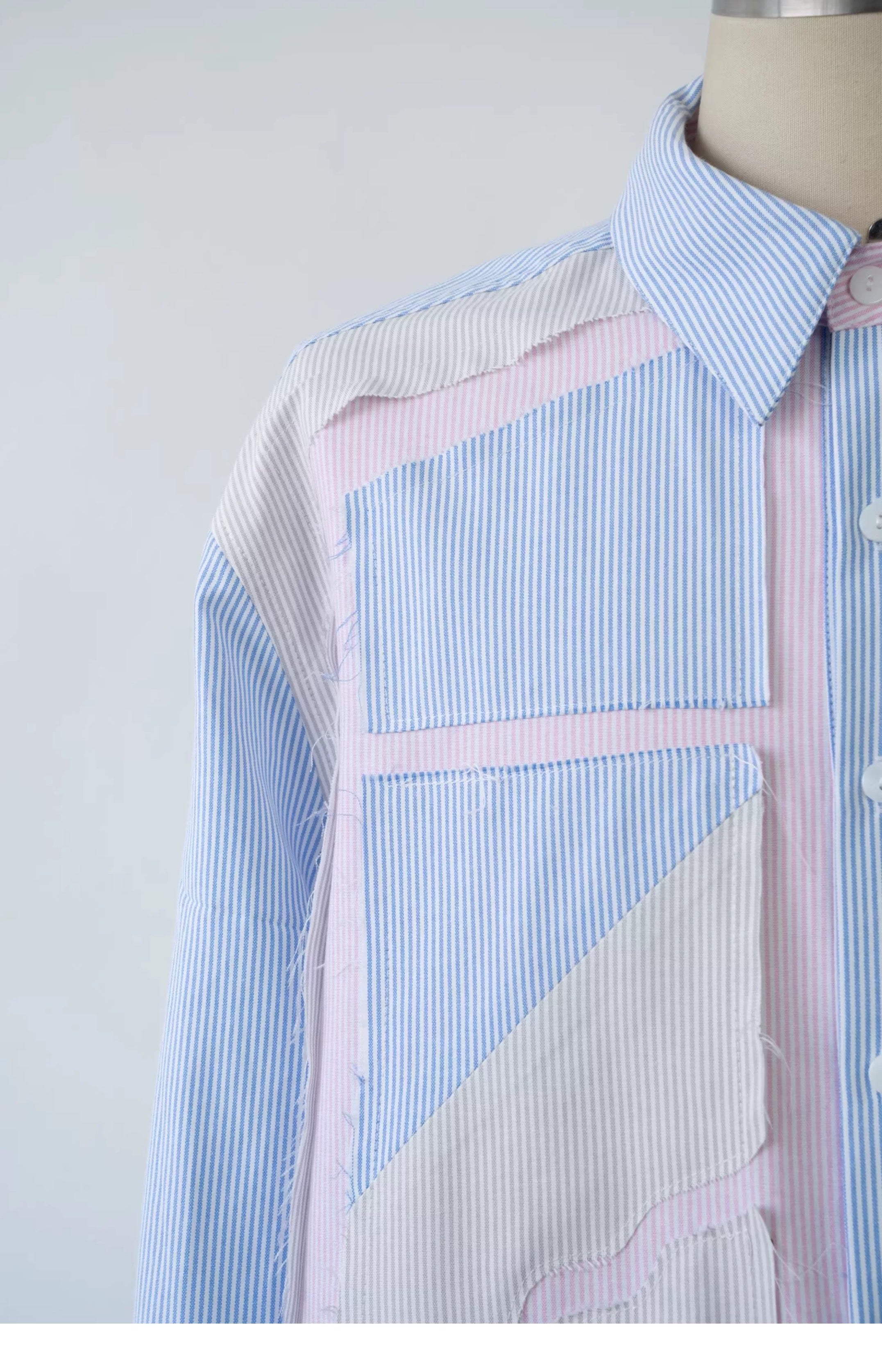 Deconstructed Colour Block Strip Shirt
