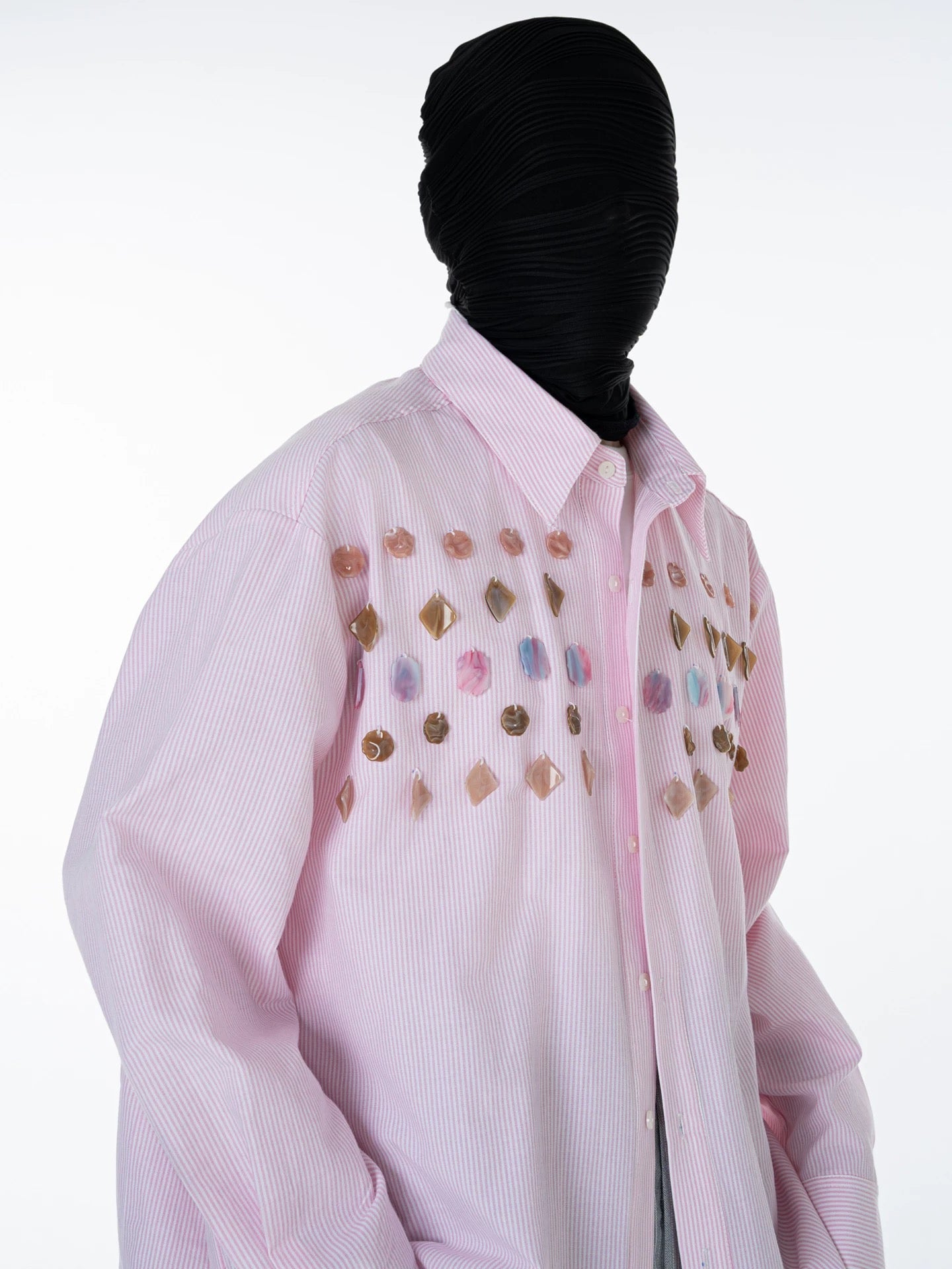 Jade Jewelled Strip Shirt Pink