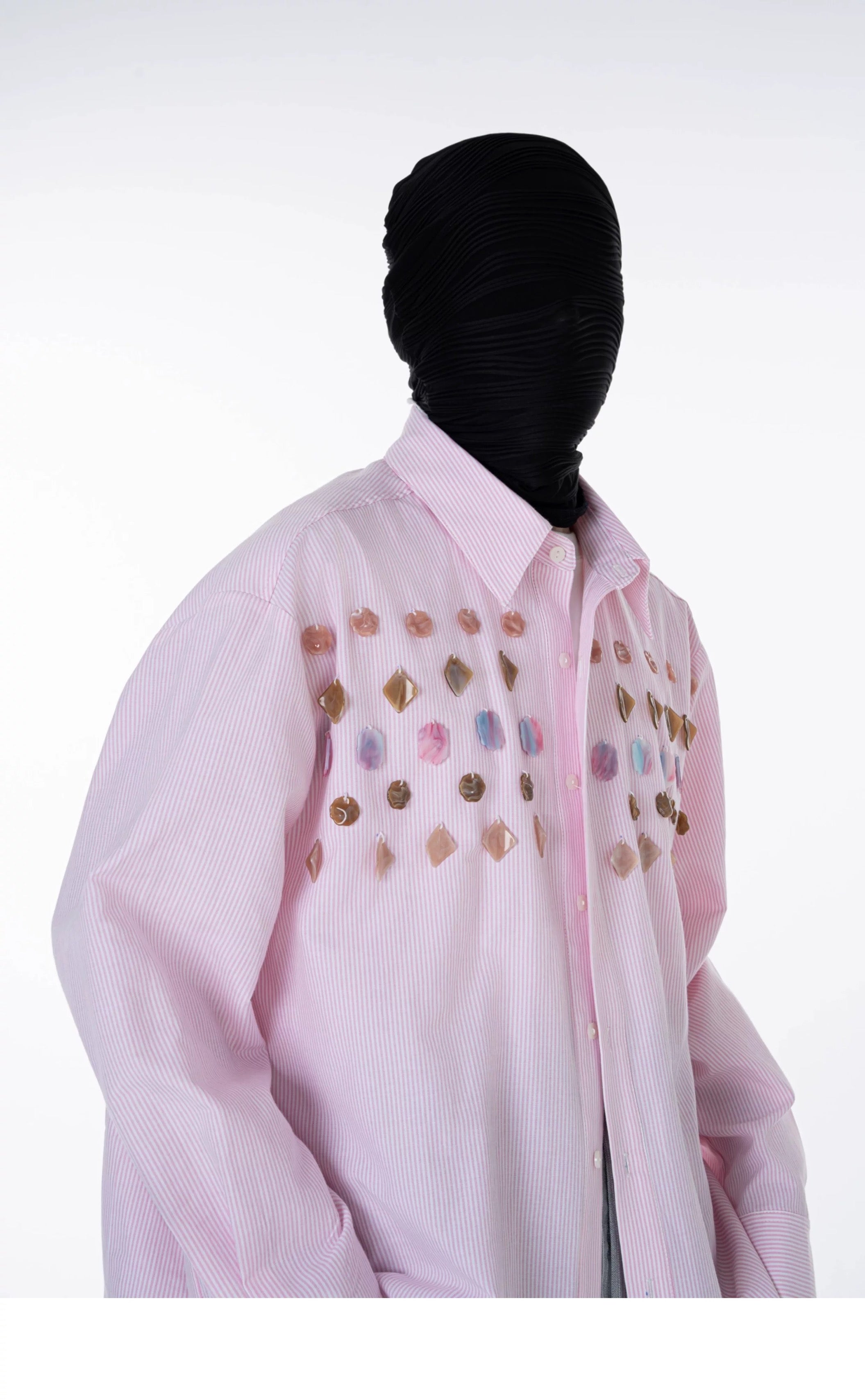 Jade Jewelled Strip Shirt Pink