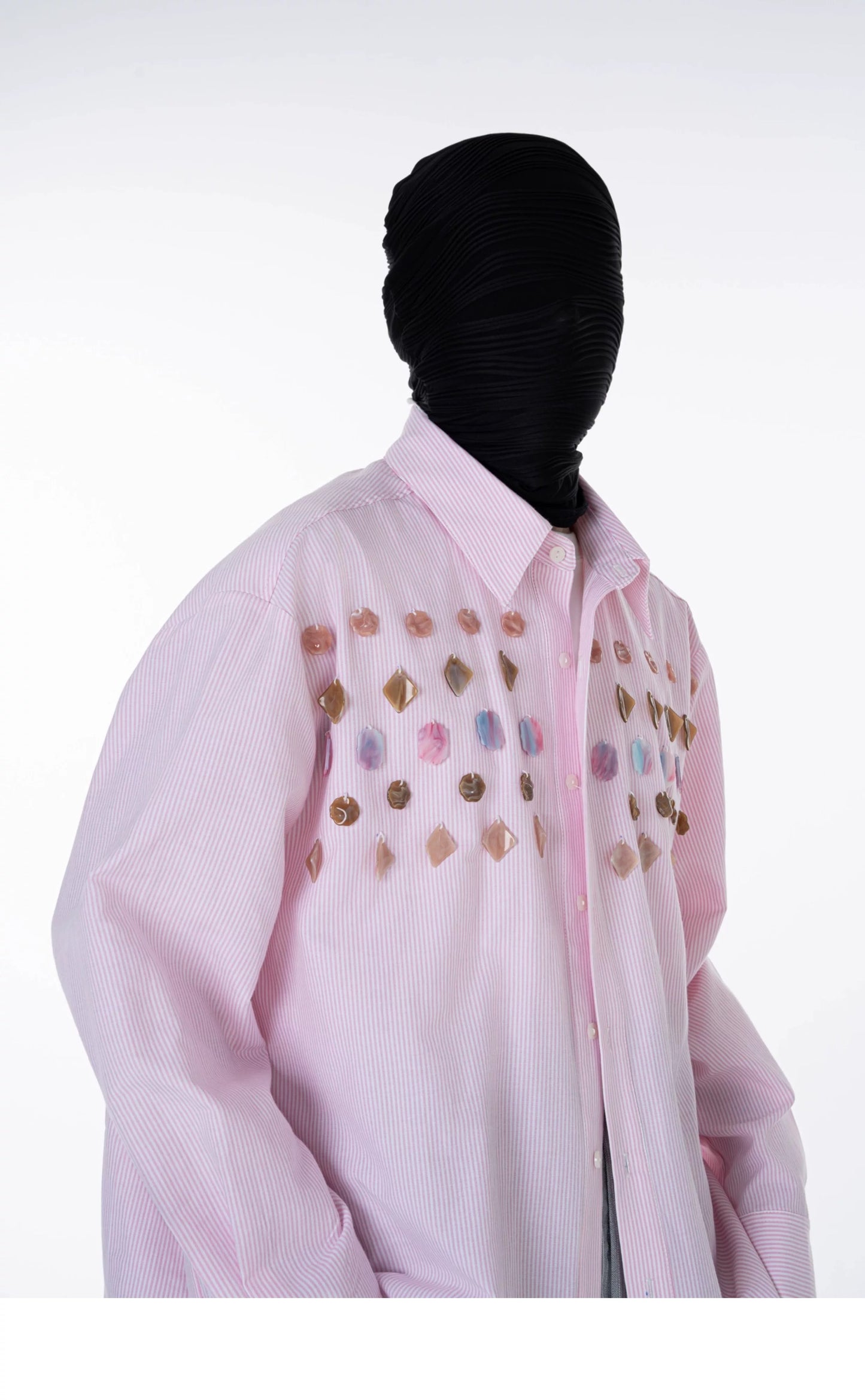 Jade Jewelled Strip Shirt Pink