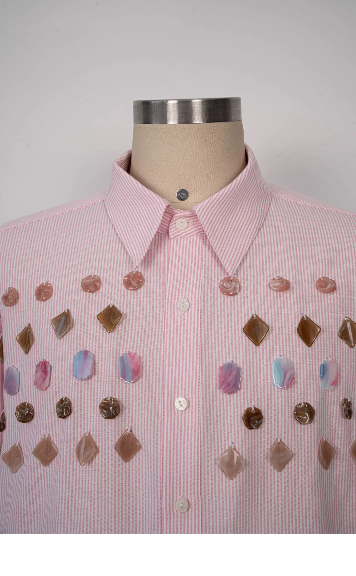 Jade Jewelled Strip Shirt Pink