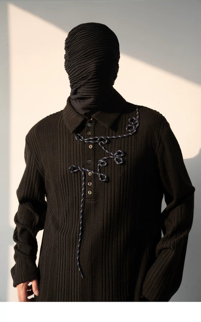 Knitted Long Sleeve Polo Shirt