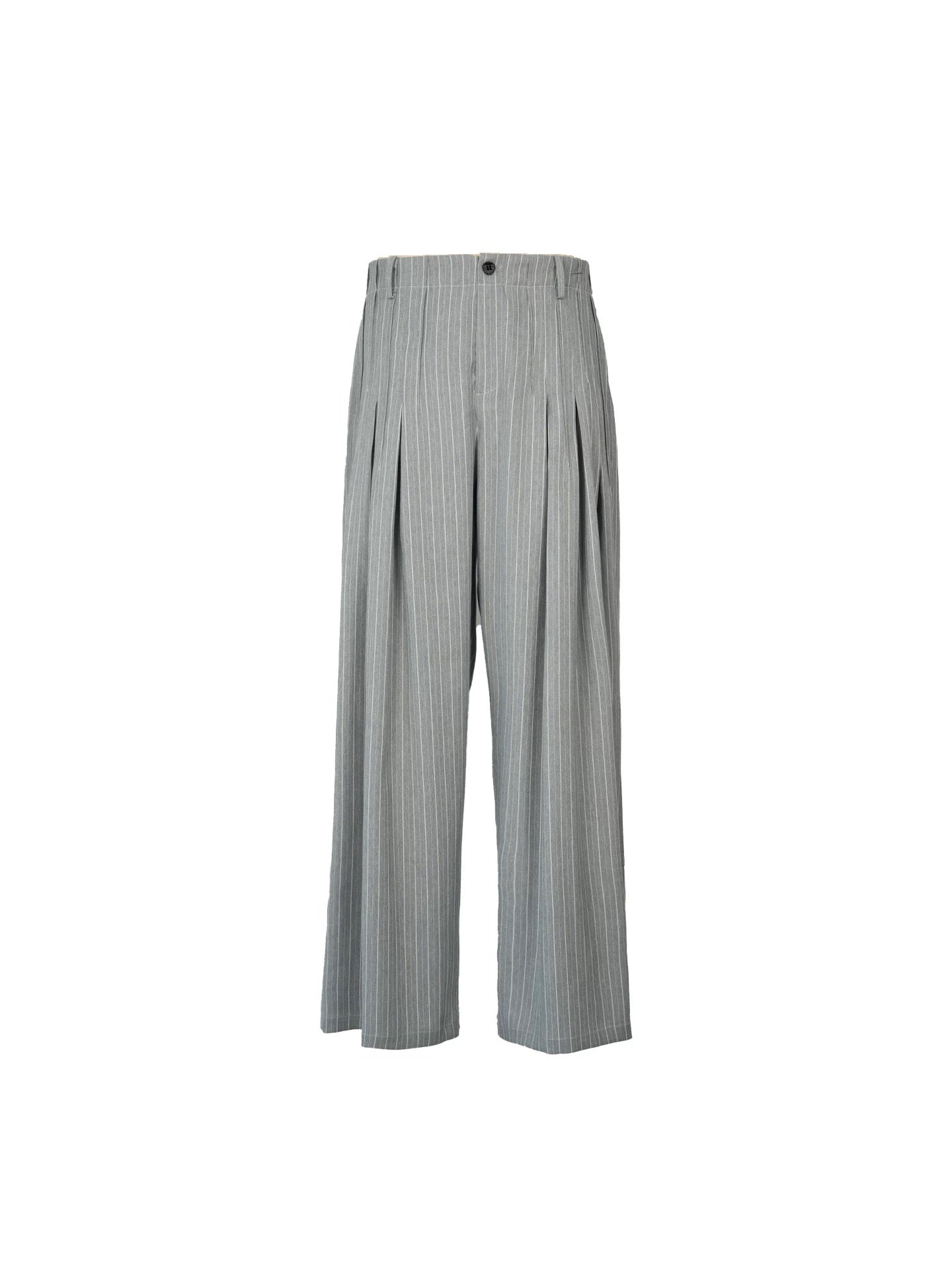 Pleated Loose Wide Leg Striped Trousers